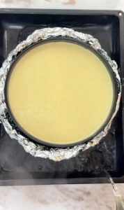 wrap the cheesecake form in foil before oven