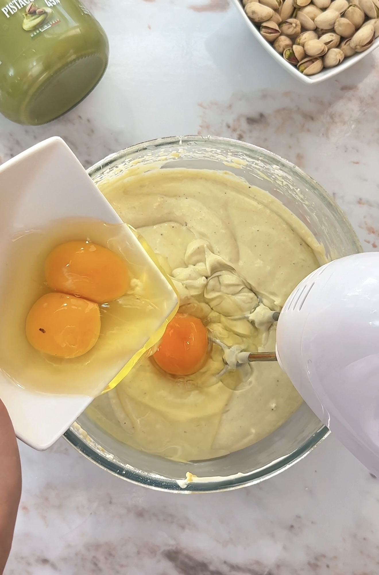 add eggs to cheesecake