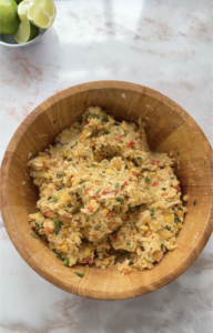 Loaded chicken and potato croquette filling — packed with veggies, cheese, and spices.