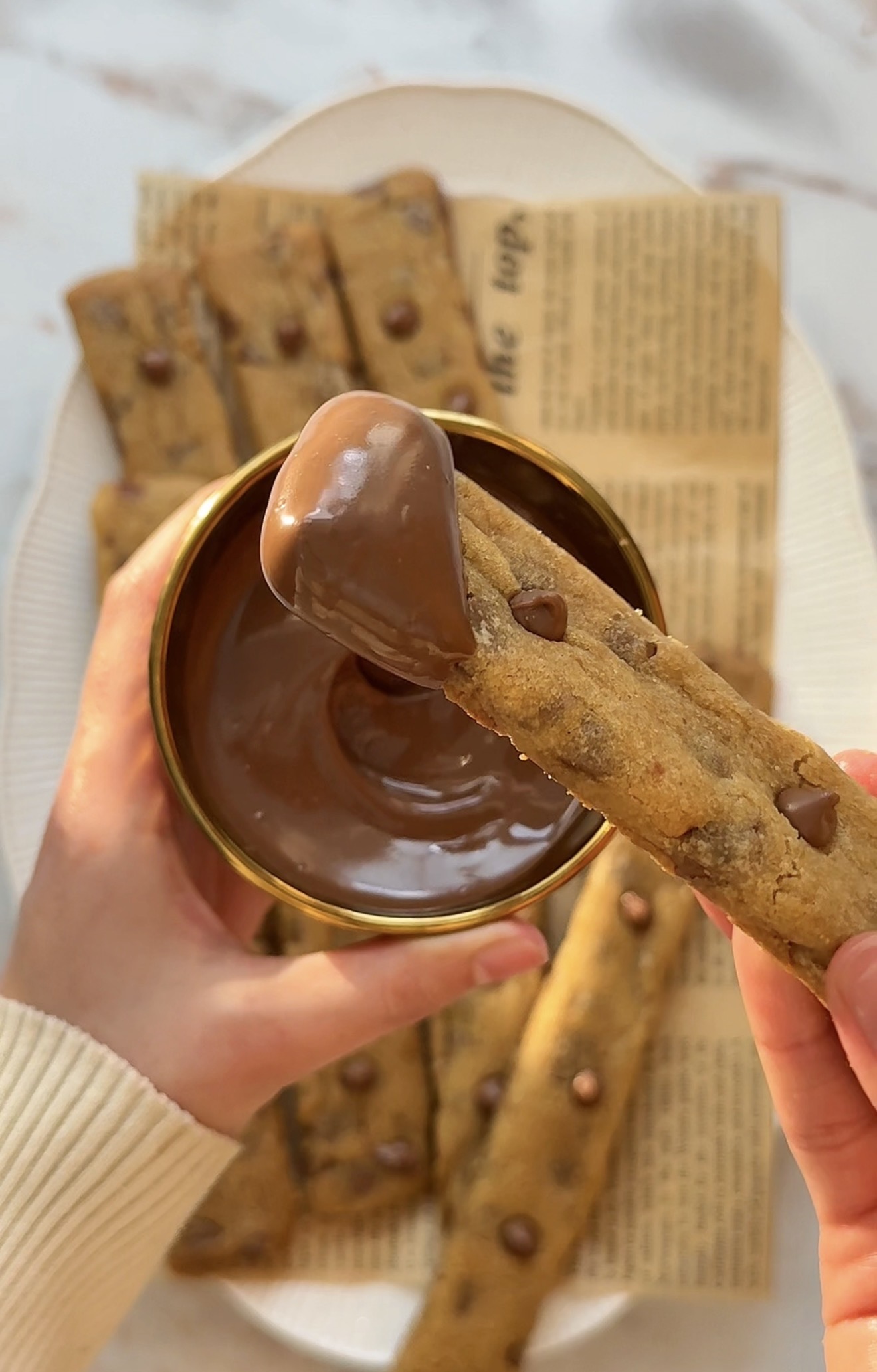 chocolate chip cookie fries with nutella
